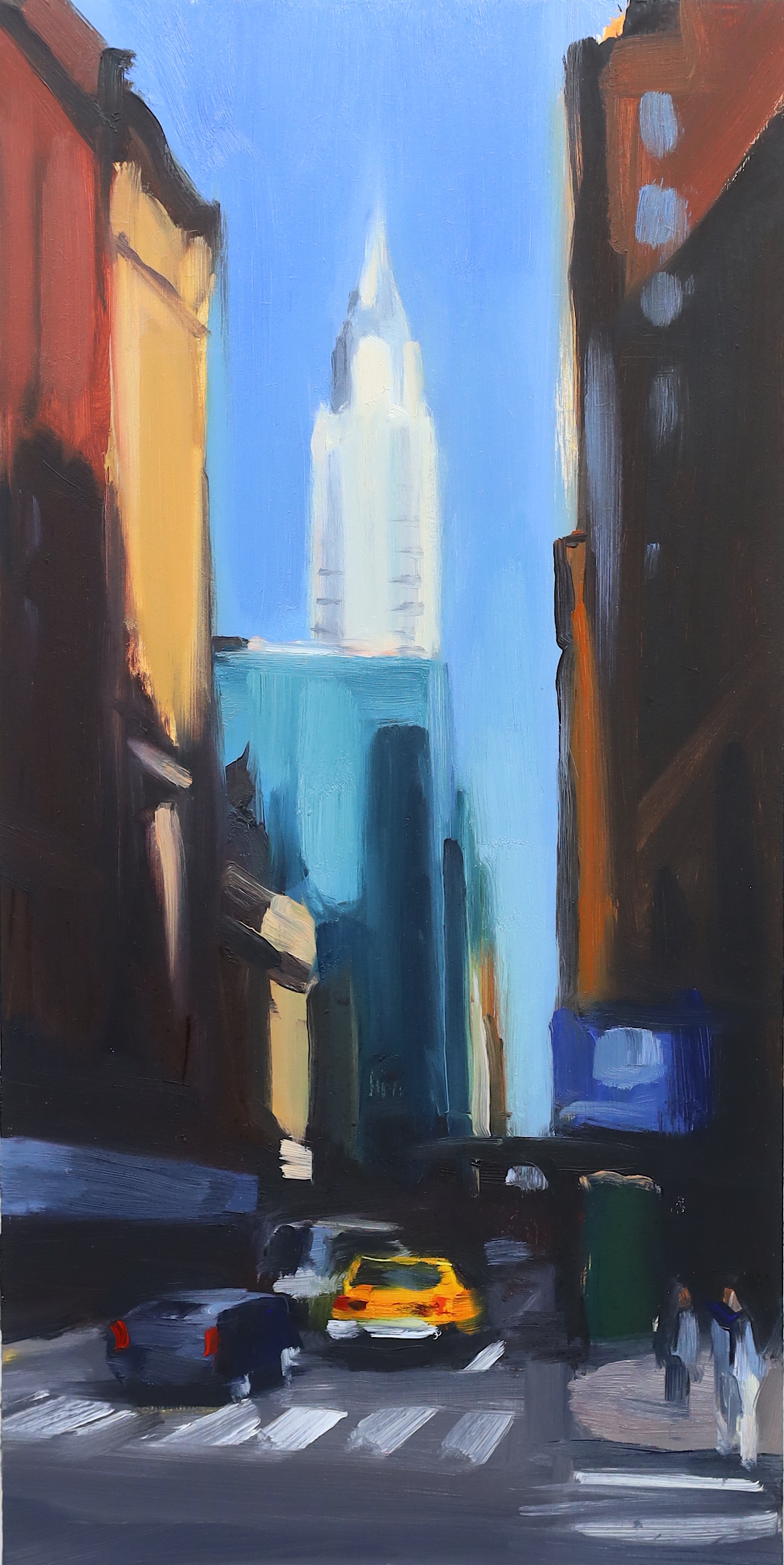 Liam Spencer (British, b.1964), 'New York', oil on board, 39.5 x 20cm